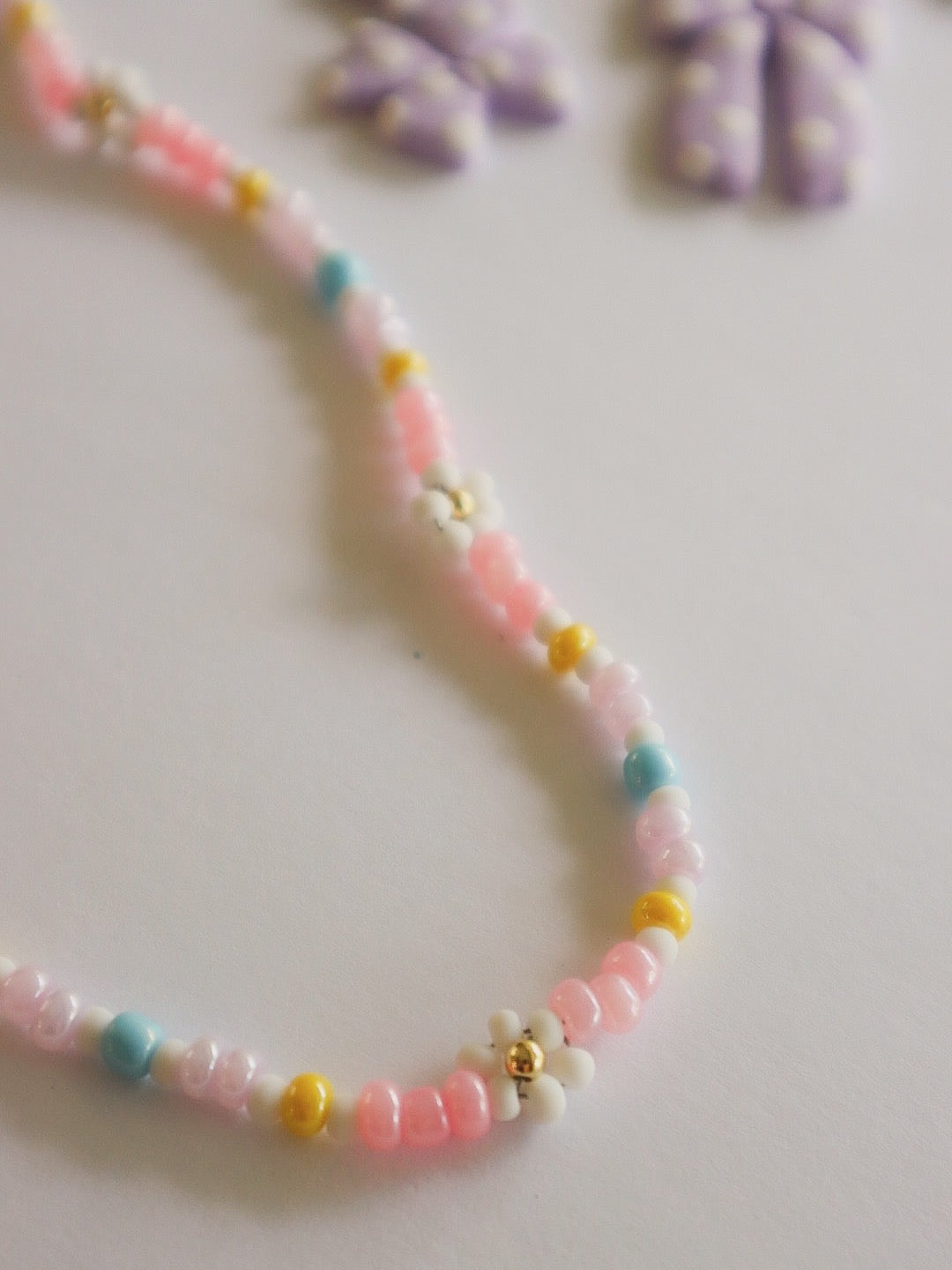 Beaded Daisy Necklace (14” + 2.5” extender)