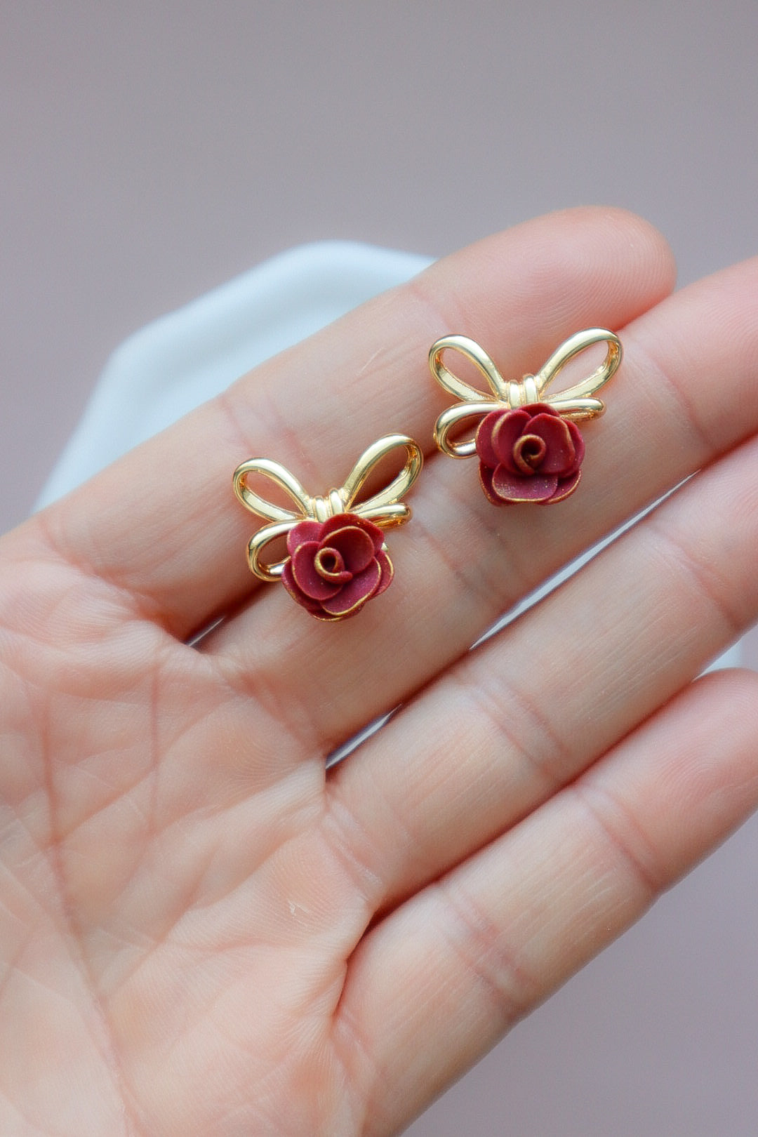 Enchanted Rose Gold Bow Studs