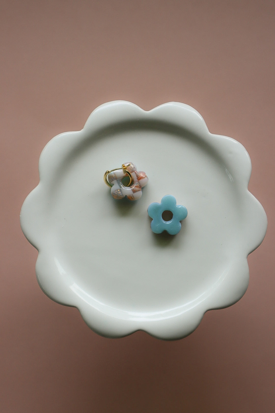 Reversible Checkered Flower Charm Hoops