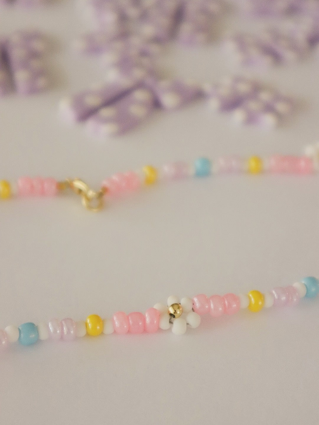 Beaded Daisy Necklace (14” + 2.5” extender)