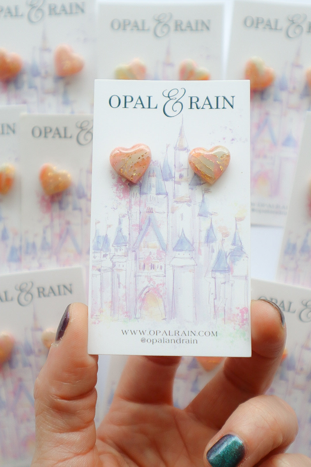 Pastel Marble Heart Studs