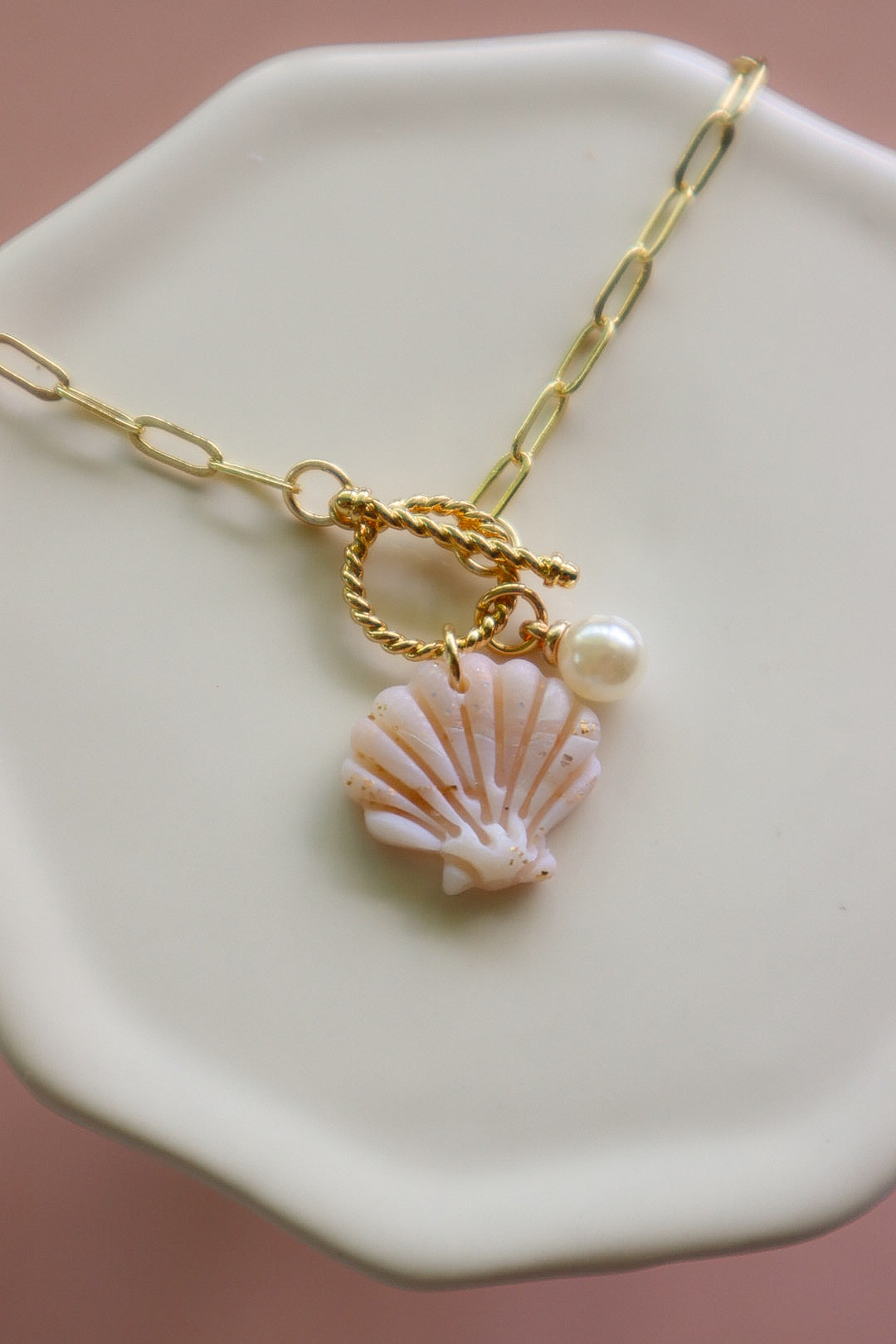 Seaside Seashell Gold Filled Toggle Necklace