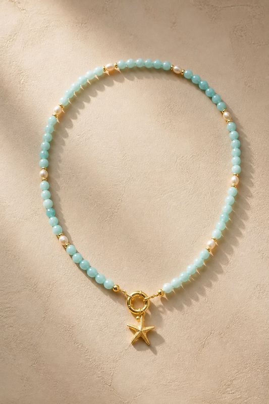 Castaway | Fresh Water Pearls Gold Filled Starfish Charm + Charm Clasp 17”