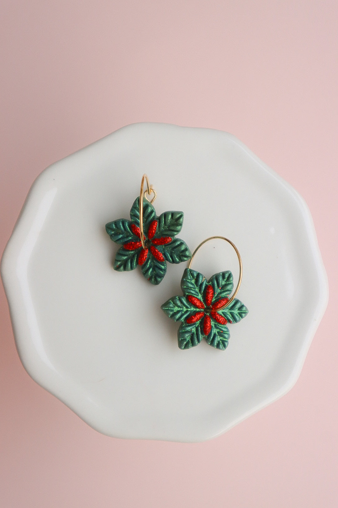 Gold Filled Poinsettia Hoops
