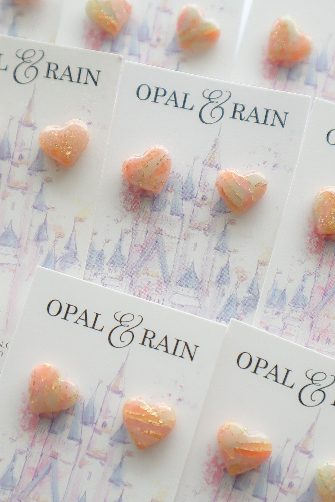 Pastel Marble Heart Studs