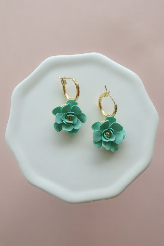 Seafoam Flower Hoops