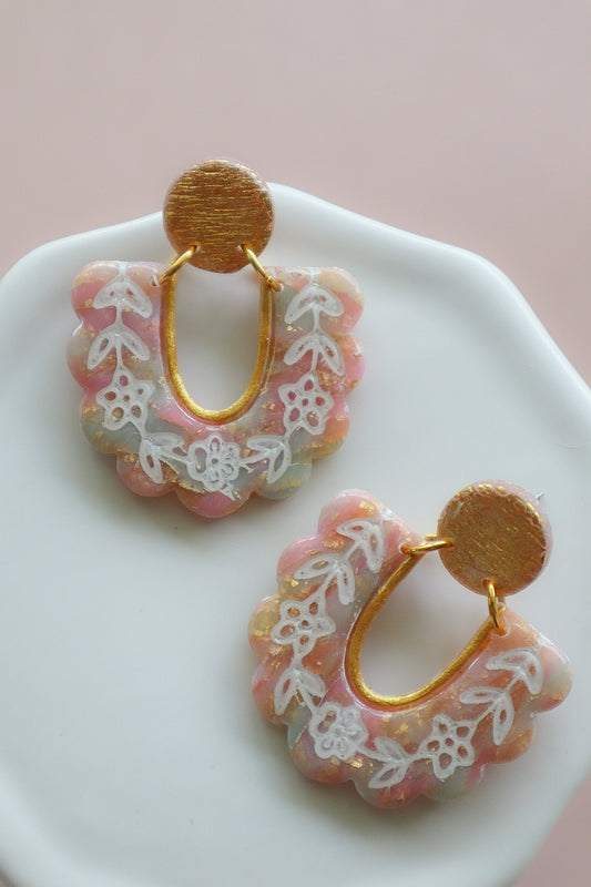 Pastel Scallop Floral Dangles