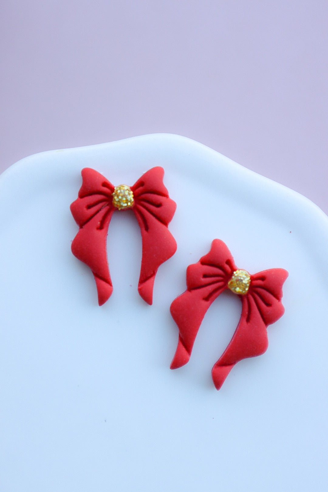 Red Holiday Bow Studs