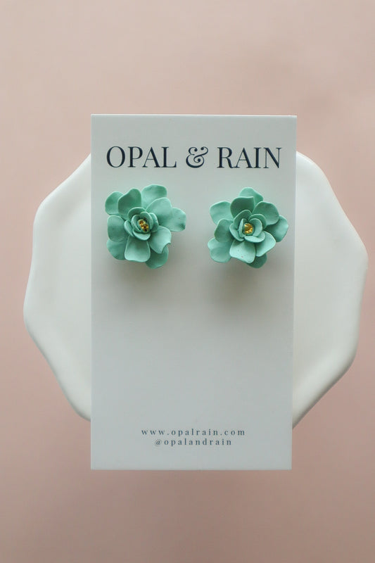 Seafoam Flower Studs