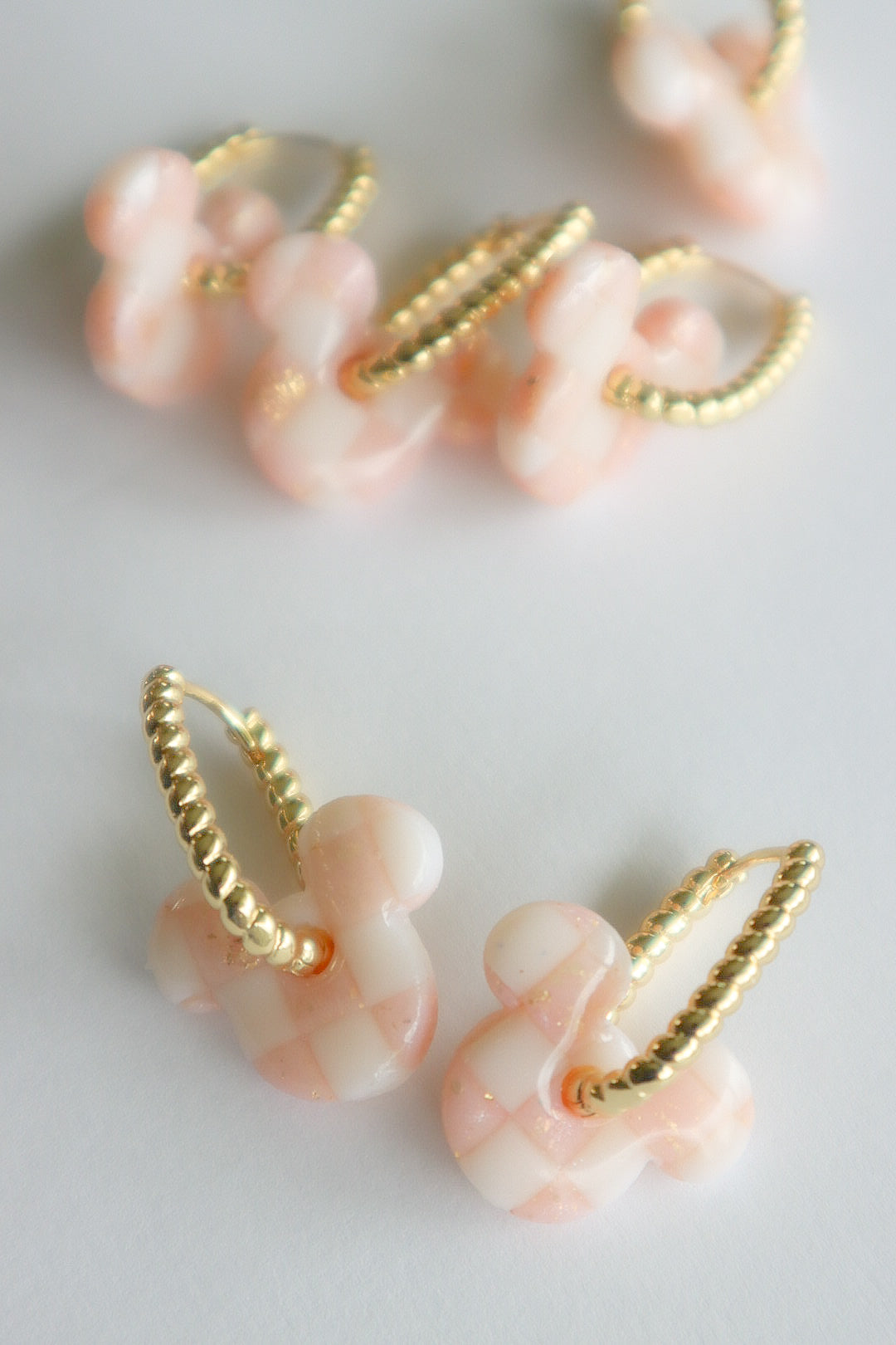 Pink Checkered Magical Mouse Charm Huggie
