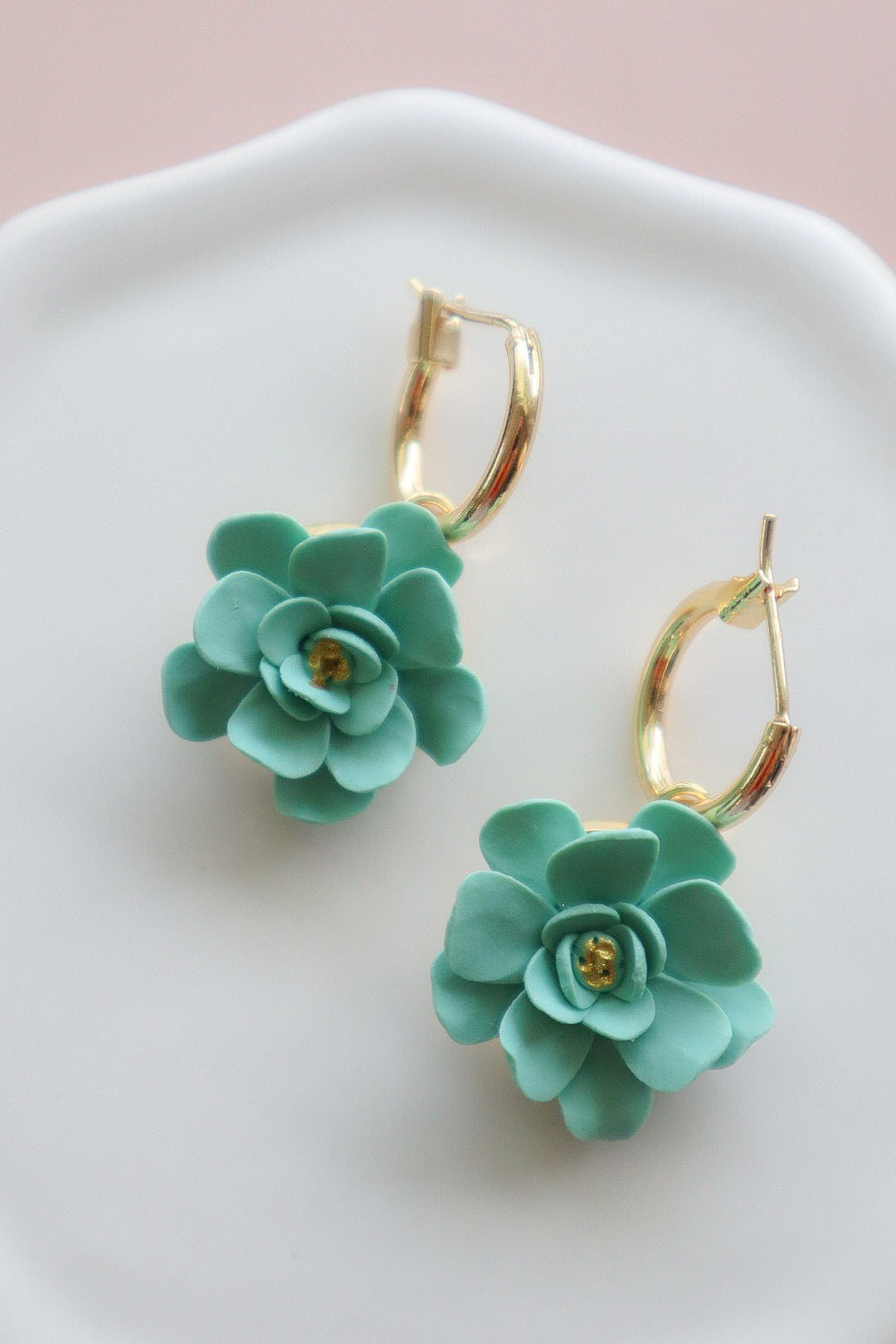 Seafoam Flower Hoops