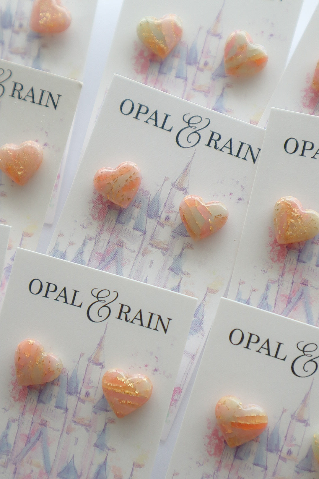 Pastel Marble Heart Studs