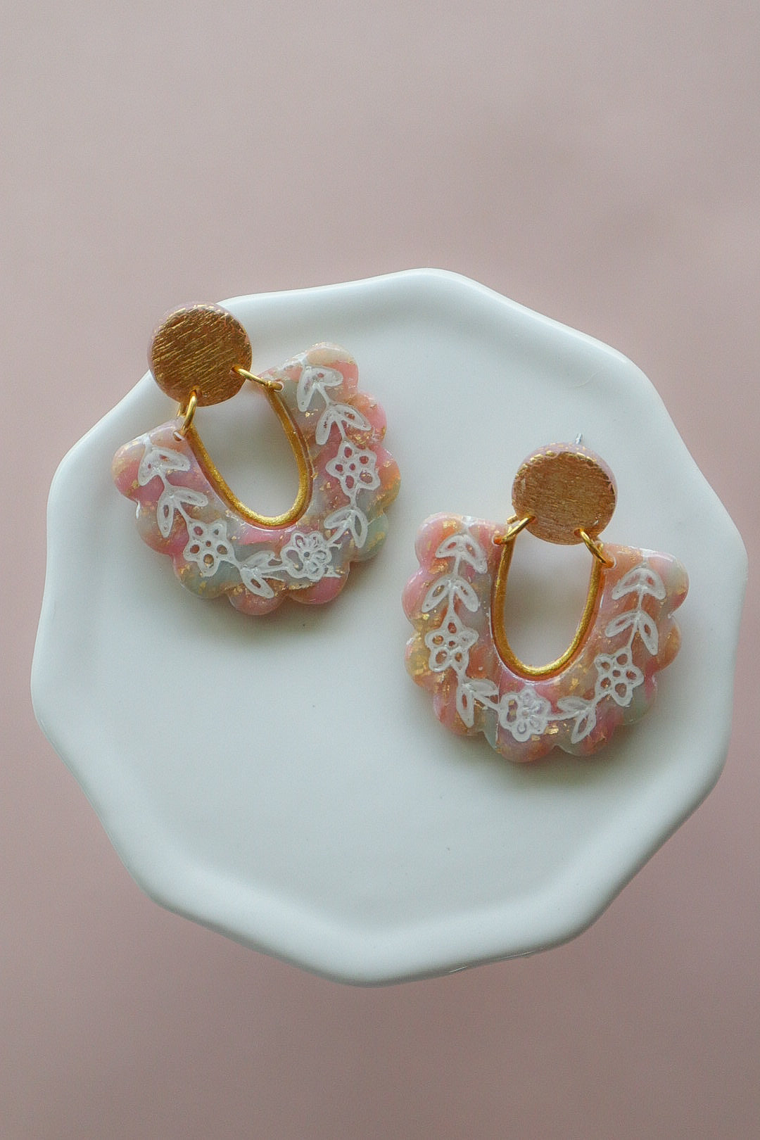 Pastel Scallop Floral Dangles