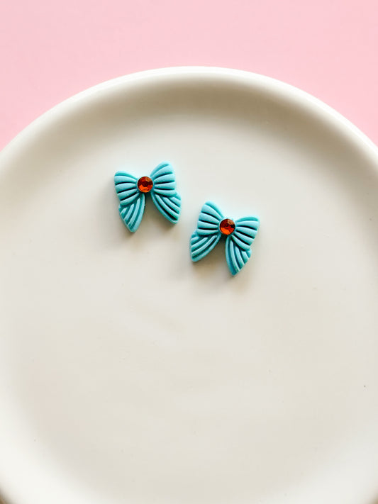 Showgirl Bow Studs | Teal