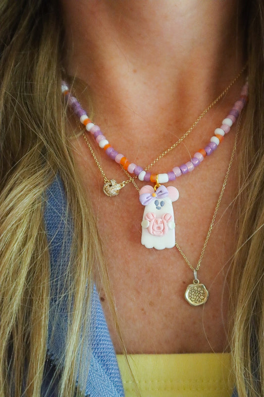 Pastel Girly Ghost Necklace | 16” + 2.5”