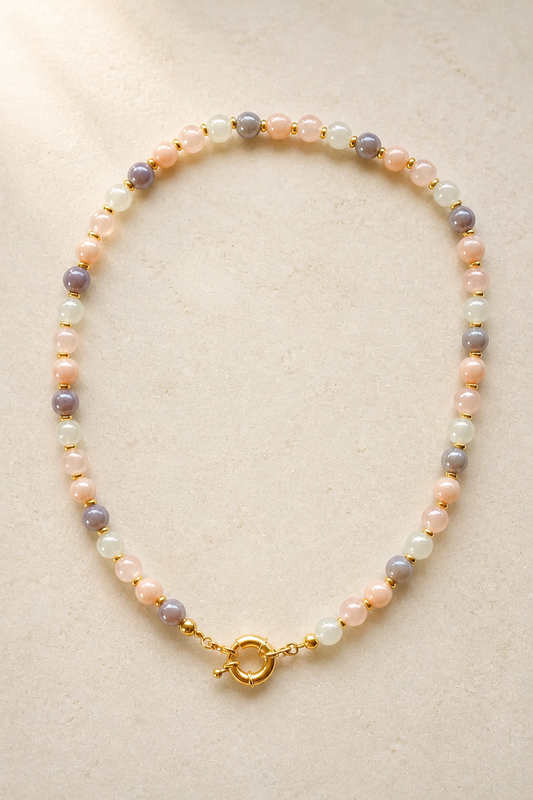 Pearlescent Necklace | 16” Gold Filled Charm Clasp OOAK