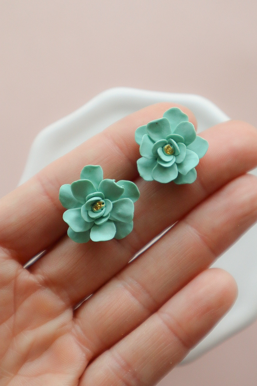 Seafoam Flower Studs