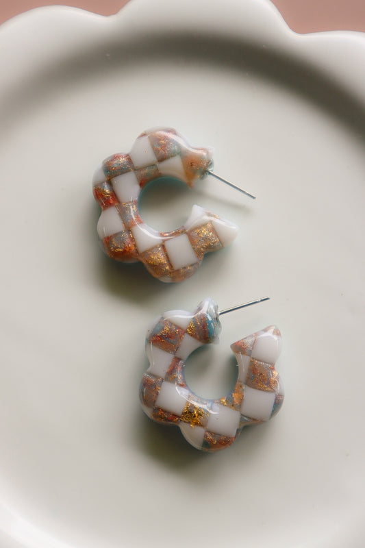 Blue + Gold Checkered Hoops
