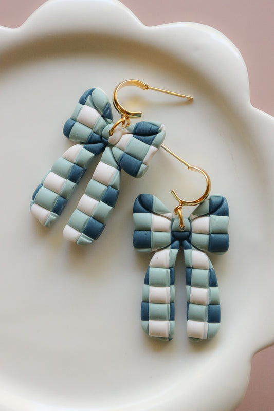 Fall Plaid Bow | Teal + Cream