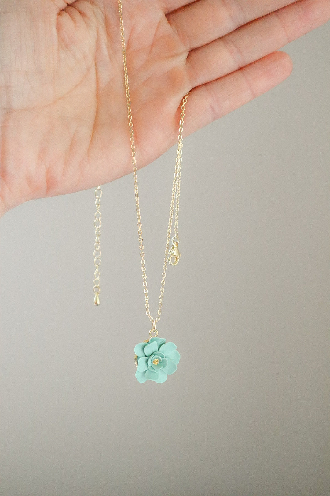 18k Gold Filled Seafoam Floral Necklace (16” + 2” extender)